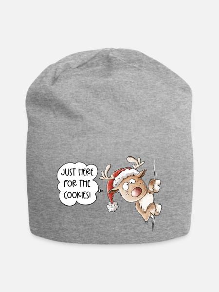 Rentier Weihnachten Spruch - Jersey-Beanie - Grau meliert