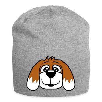 Hund Gesicht Kleiner Glücklicher Welpe Haustier - Jersey-Beanie - Grau meliert - Vorne