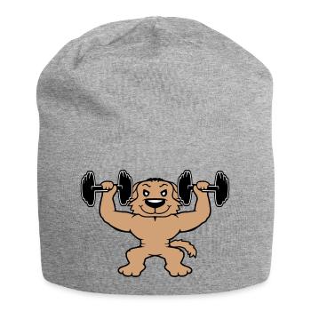 Hund Bodybuilder Stark Muskeln Gym Gewichtheben - Jersey-Beanie - Grau meliert - Vorne