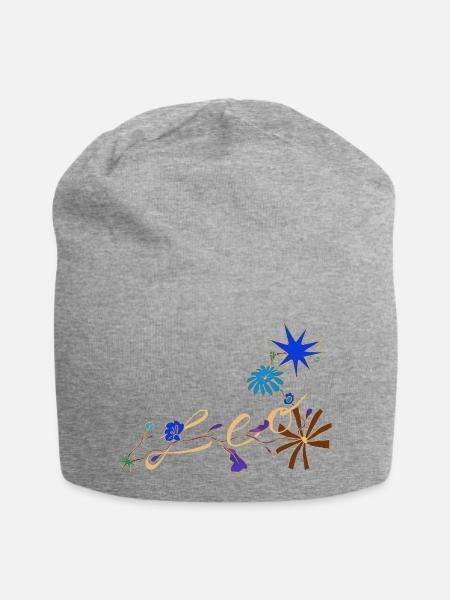 Leo – Magische Sternzeichen und Blumen - Jersey-Beanie - Grau meliert