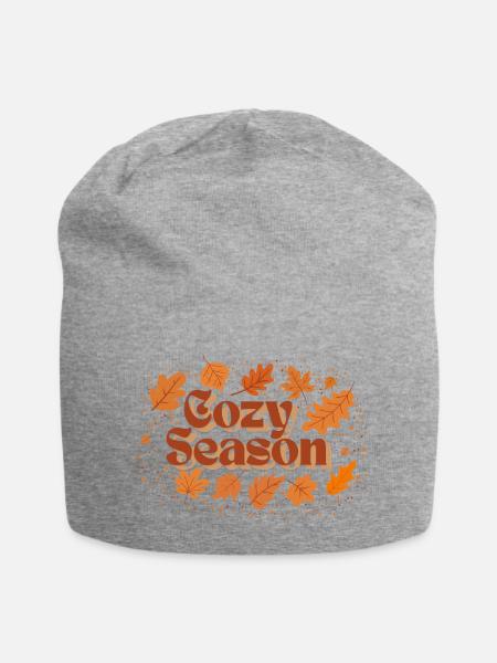 Herbstliche Cozy Season Motivgestaltung - Jersey-Beanie - Grau meliert