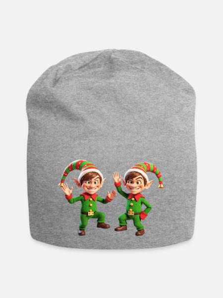 Doppel-Elfen im Winterzauber - Jersey-Beanie - Grau meliert