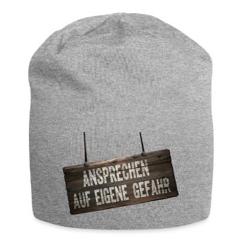 Address at Your Own Risk – Humor Shield - Jersey Beanie - heather grey - Front