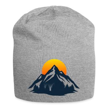 Silhouette de la Montagne du Coucher du Soleil - Bonnet en jersey - gris chiné - Devant