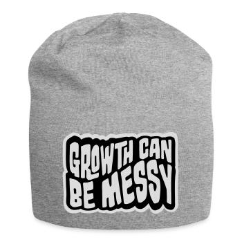 Growth Can Be Messy Persönlich Wachstum Zitat Logo - Jersey-Beanie - Grau meliert - Vorne