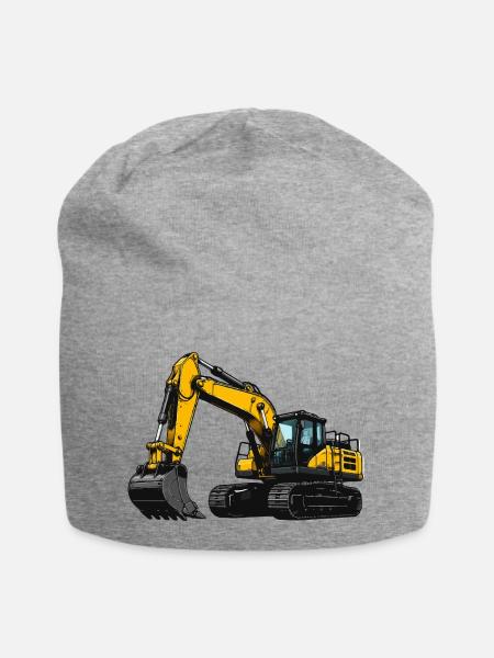 Gelbe Baumaschine Bagger - Jersey-Beanie - Grau meliert