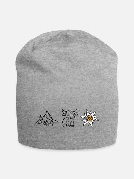 Berge Kuh Edelweiss_Wandershirt - Jersey-Beanie - Grau meliert