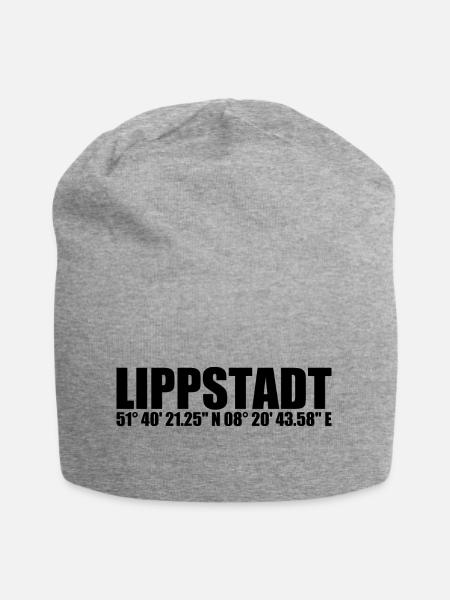 Lippstadt Koordinaten - Jersey-Beanie - Grau meliert