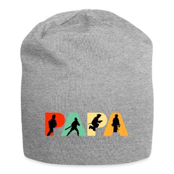 Papa Firefighter Retro Fireman Hero Dad - Jersey Beanie - heather grey - Front