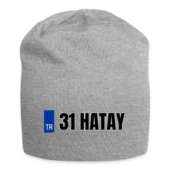 31 Hatay Kennzeichen | Türkisches Kennzeichen - Jersey-Beanie - Grau meliert - Vorne