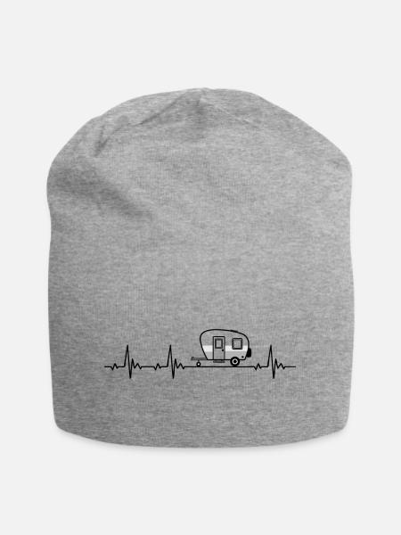 Wohnwagen Camping Heartbeat Frequenz Puls EKG - Jersey-Beanie - Grau meliert