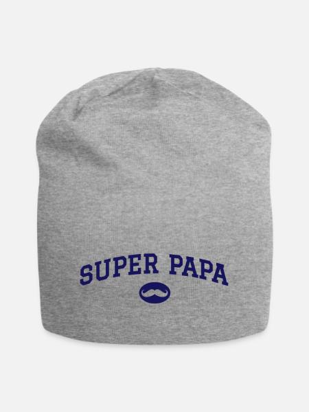 Super Papa Schnurrbart - Jersey-Beanie - Grau meliert