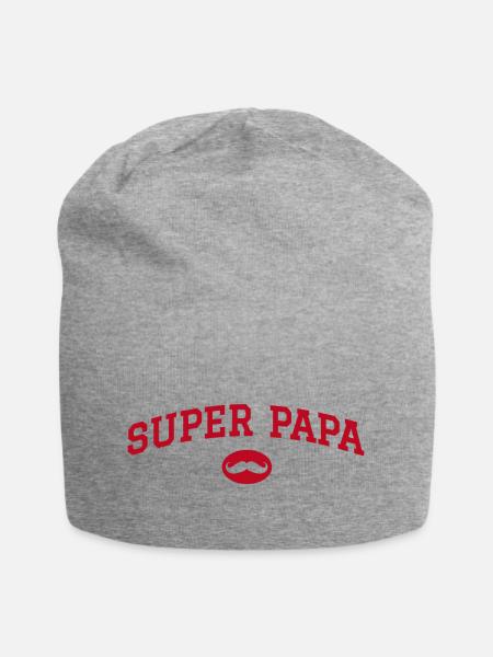 Super Papa Schnurrbart - Jersey-Beanie - Grau meliert
