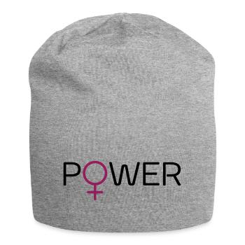 Powerfrau - Jersey-Beanie - Grau meliert - Vorne