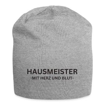 Hausmeister mit Herz und Blut - Jersey-Beanie - Grau meliert - Vorne