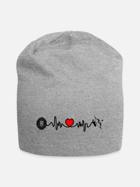 Herzfrequenz Cardio Löwe Schütze - Jersey-Beanie - Grau meliert