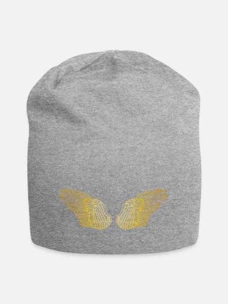 Flauschige goldene Engelsflügel - Jersey-Beanie - Grau meliert