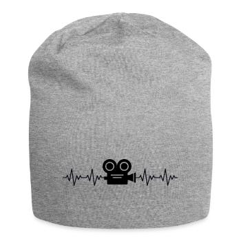 Video Video Camera Videographer ECG Heartbeat - Jersey Beanie - heather grey - Front