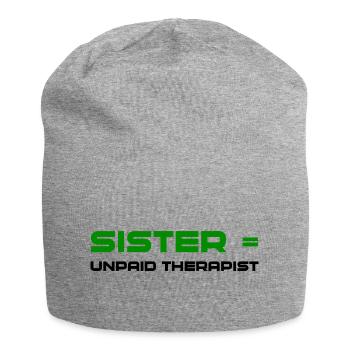 Green Bold Sister Typography - Jersey Beanie - heather grey - Front