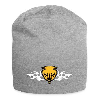 loup en flammes - Bonnet en jersey - gris chiné - Devant