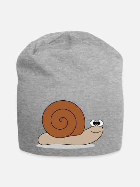 Brown snail - Jersey Beanie - heather grey