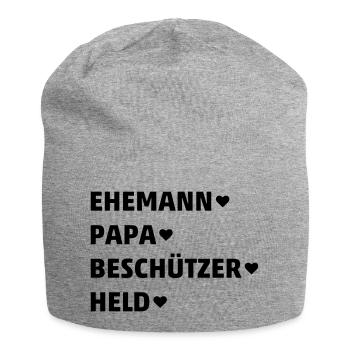 Ehemann, Papa Vater, Vati, Beschützer, Held (dh) - Jersey-Beanie - Grau meliert - Vorne