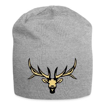 deer animal forest wild deer 18 - Jersey Beanie - heather grey - Front