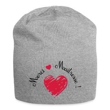 merci maîtresse coeur cadeau de fin d'année - Bonnet en jersey - gris chiné - Devant