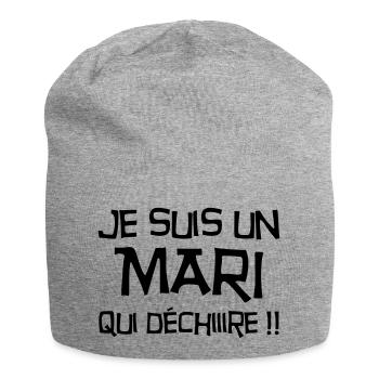 Marriage Wedding Husband Mari Love Mariage Ehemann - Jersey Beanie - heather grey - Front