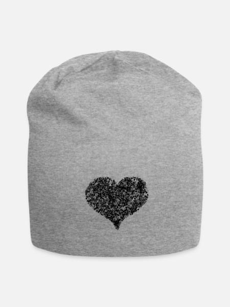 Schwarzes Herz - Jersey-Beanie - Grau meliert