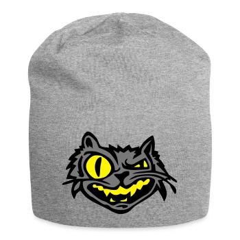 tête de chat en colère - Bonnet en jersey - gris chiné - Devant