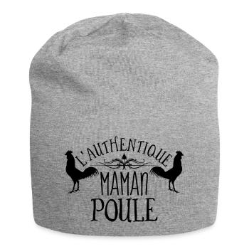 L'authentique maman poule. Fête des mères. Mère - Bonnet en jersey - gris chiné - Devant