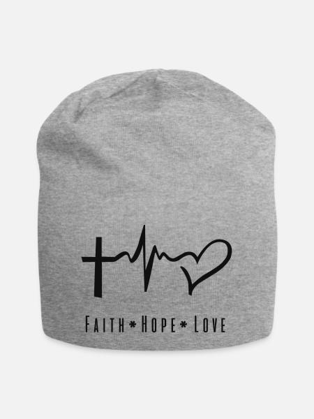 faith hope love - Jersey-Beanie - Grau meliert