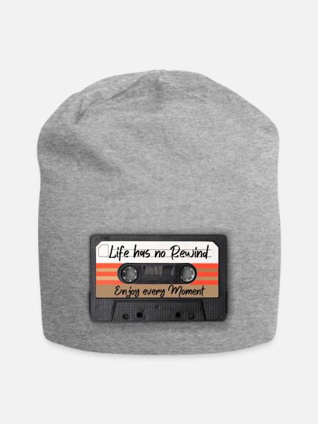 Kassette Retro Lebensmoment - Jersey-Beanie - Grau meliert