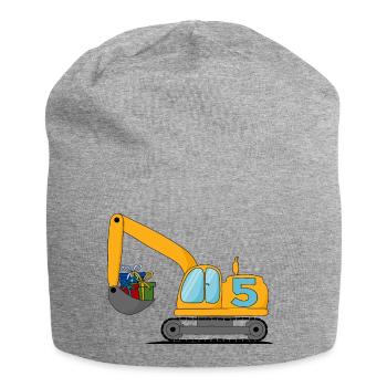 Excavator children 5th birthday - Jersey Beanie - heather grey - Front