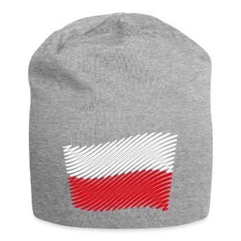 Poland Flag Scribble (White - Red) - Jersey Beanie - heather grey - Front