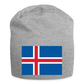 Iceland flag / Drapeau Islande - Bonnet en jersey - gris chiné - Devant