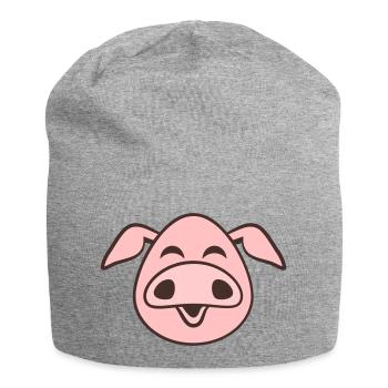 Visage De Cochon Animal Amour Petit Cochon Mignon - Bonnet en jersey - gris chiné - Devant