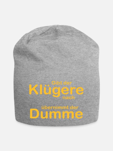 Gibt der Klügere nach? - Jersey-Beanie - Grau meliert