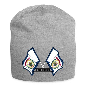 Two flags text WEST VIRGINIA - Jersey Beanie - heather grey - Front