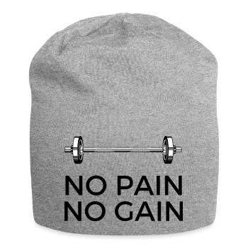 No Pain No Gain - mit Gewicht - Jersey-Beanie - Grau meliert - Vorne