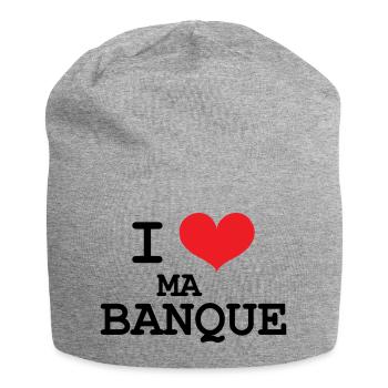J’aime ma banque - Bonnet en jersey - gris chiné - Devant