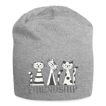 Trio d’amitié féline - Bonnet en jersey - gris chiné - Devant