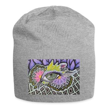 Motif psychédélique d’un seul œil - Bonnet en jersey - gris chiné - Devant