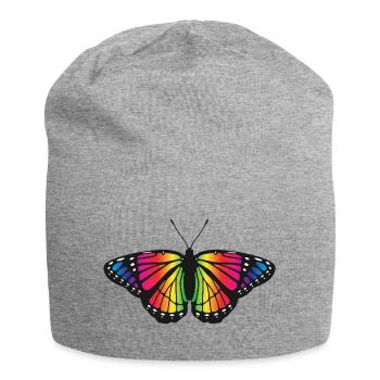 Bunte Schmetterlingsillustration Naturkunst-Ikone - Jersey-Beanie - Grau meliert - Vorne