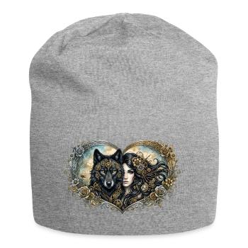 Heart of Iron: Lady and Wolf - Jersey Beanie - heather grey - Front