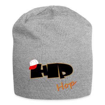Hip Hop Typo with Baseball Cap - Jersey Beanie - heather grey - Front