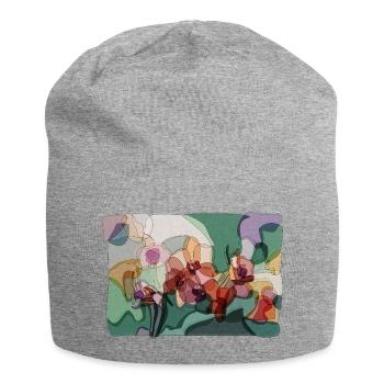 Orchidées abstraites | Illustration florale zen - Bonnet en jersey - gris chiné - Devant