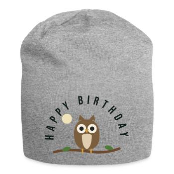 OWL. NICE. HAPPY BIRTHDAY - Jersey Beanie - heather grey - Front