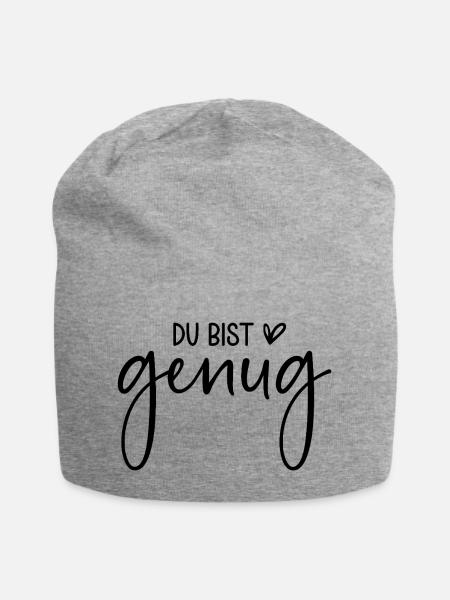 Du bist genug - Jersey-Beanie - Grau meliert